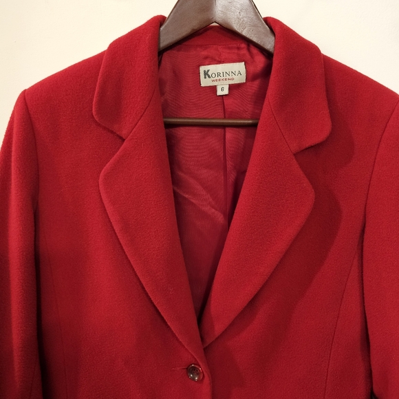 VTG | Korinna Crimson Red Wool & Cashmere Blend Blazer Jacket - Small to Medium - Picture 3 of 8